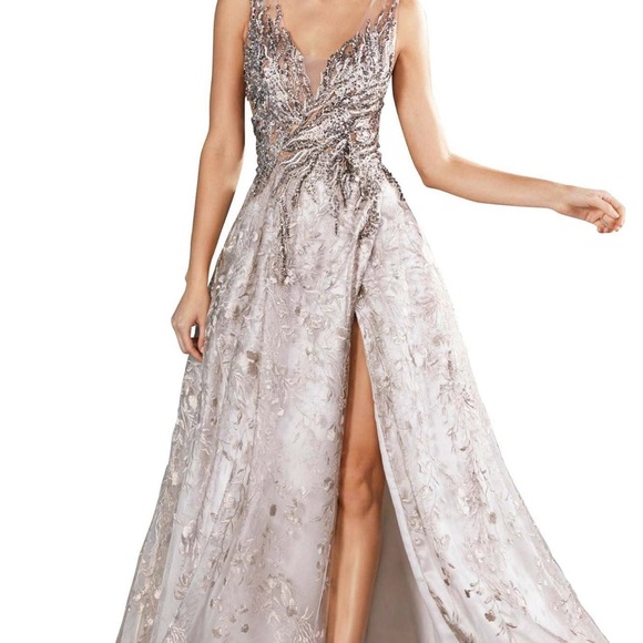 Andrea & Leo Couture Dresses & Skirts - Luxurious V-Neck Sequined Split Prom Gown